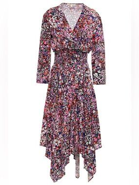 Maje Rayemi Noir Rose Floral Print Midi Dress, Size Med (38)